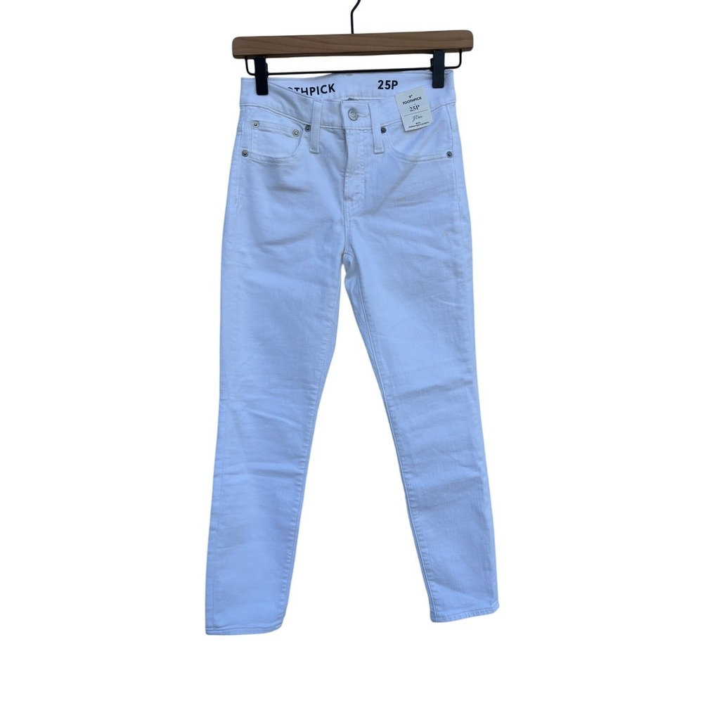 NWT J.Crew 9" Toothpick White Jeans, Size 25 Petite‎